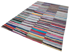 Kırk Yama Gri Patchwork Pamuk Yün El Dokuma Halısı 216x318 Agacan