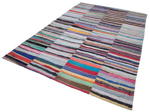 Kırk Yama Gri Patchwork Pamuk Yün El Dokuma Halısı 216x318 Agacan
