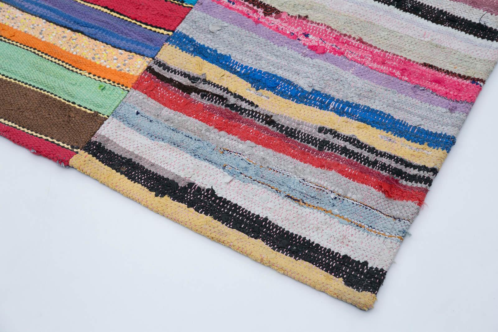 Kırk Yama Gri Patchwork Pamuk Yün El Dokuma Halısı 216x318 Agacan