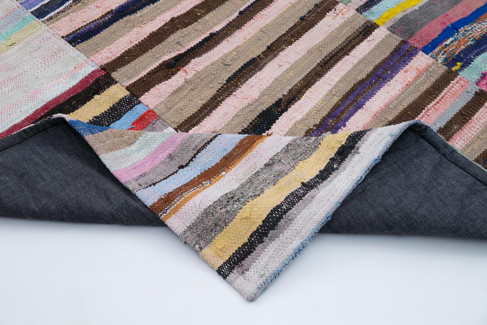 Kırk Yama Gri Patchwork Pamuk Yün El Dokuma Halısı 216x318 Agacan