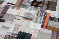 Kırk Yama Gri Patchwork Pamuk Yün El Dokuma Halısı 207x306 Agacan