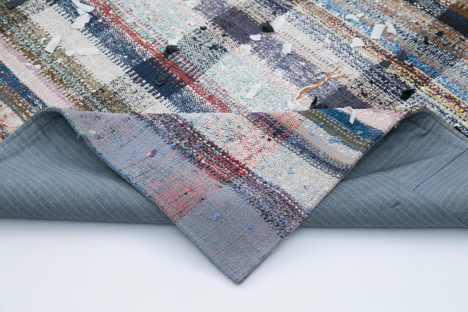 Kırk Yama Gri Patchwork Pamuk Yün El Dokuma Halısı 214x304 Agacan