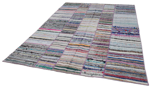 Kırk Yama Gri Patchwork Pamuk Yün El Dokuma Halısı 281x198 Agacan
