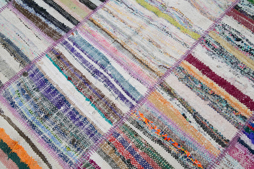 Kırk Yama Gri Patchwork Pamuk Yün El Dokuma Halısı 281x198 Agacan