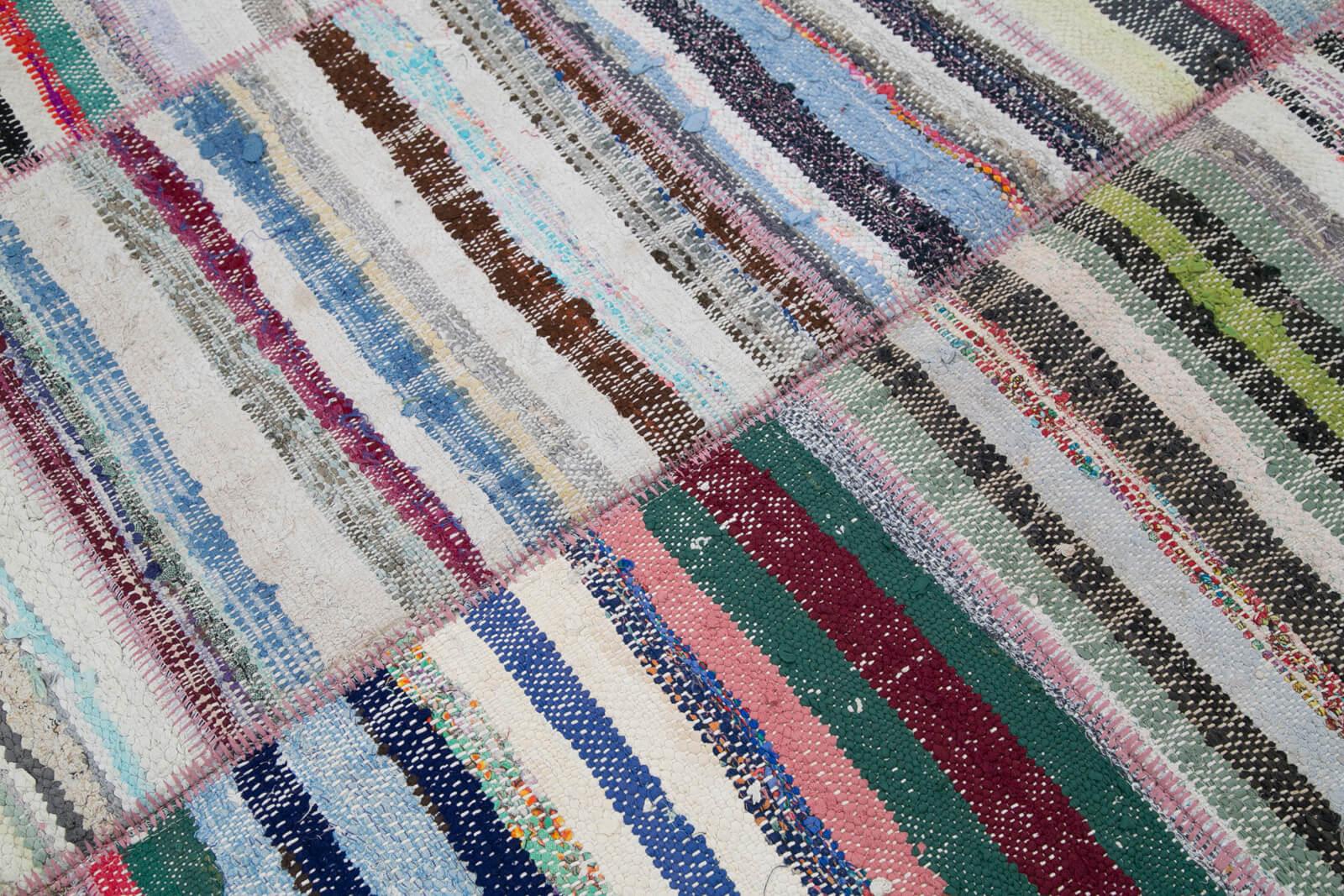 Kırk Yama Gri Patchwork Pamuk Yün El Dokuma Halısı 203x285 Agacan