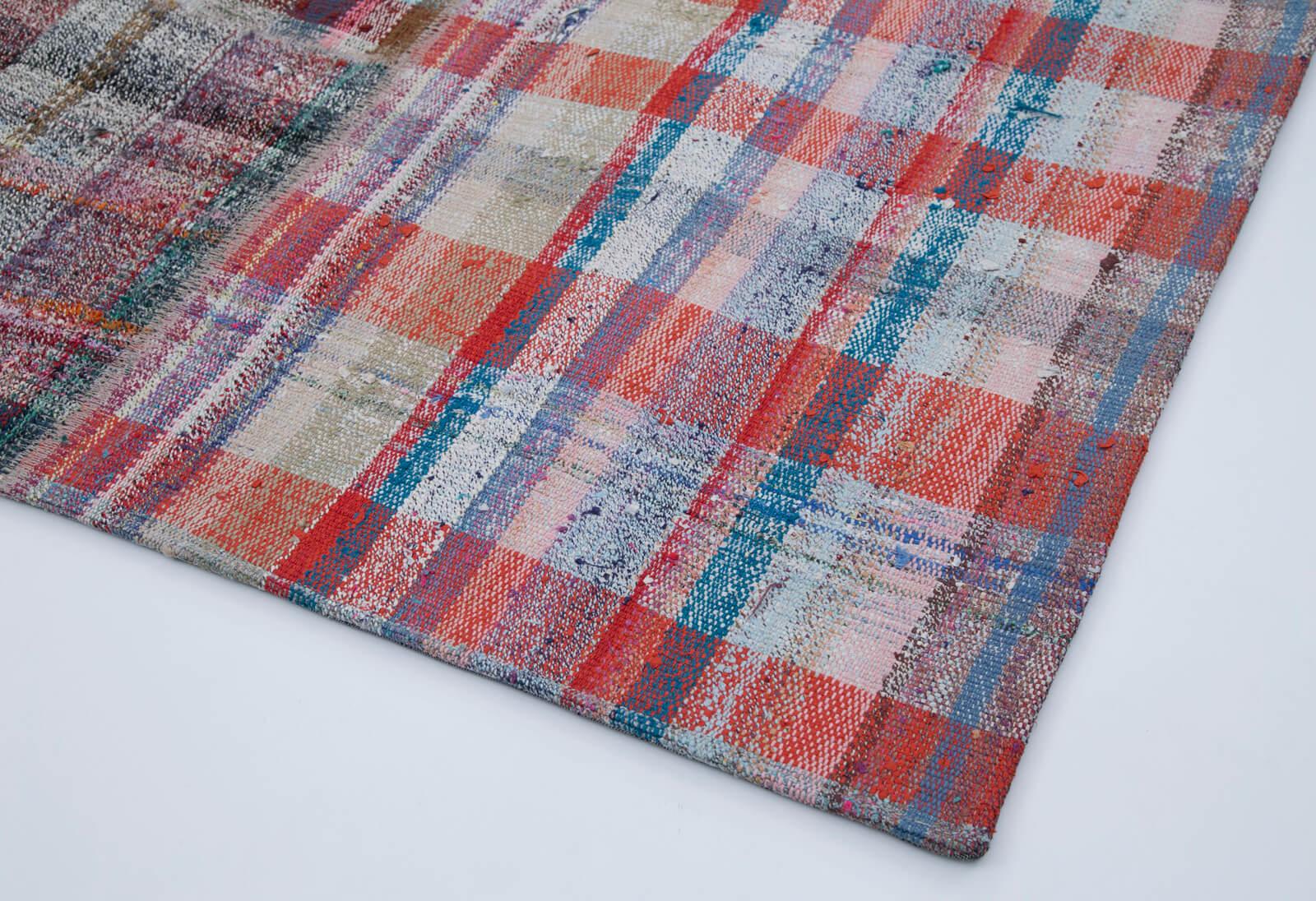 Kırk Yama Gri Patchwork Pamuk Yün El Dokuma Halısı 199x297 Agacan