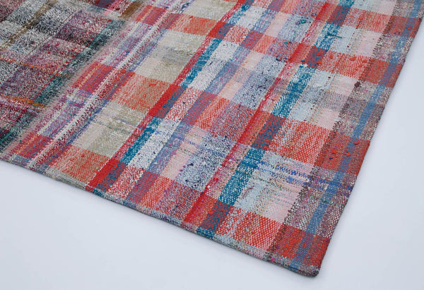 Kırk Yama Gri Patchwork Pamuk Yün El Dokuma Halısı 199x297 Agacan
