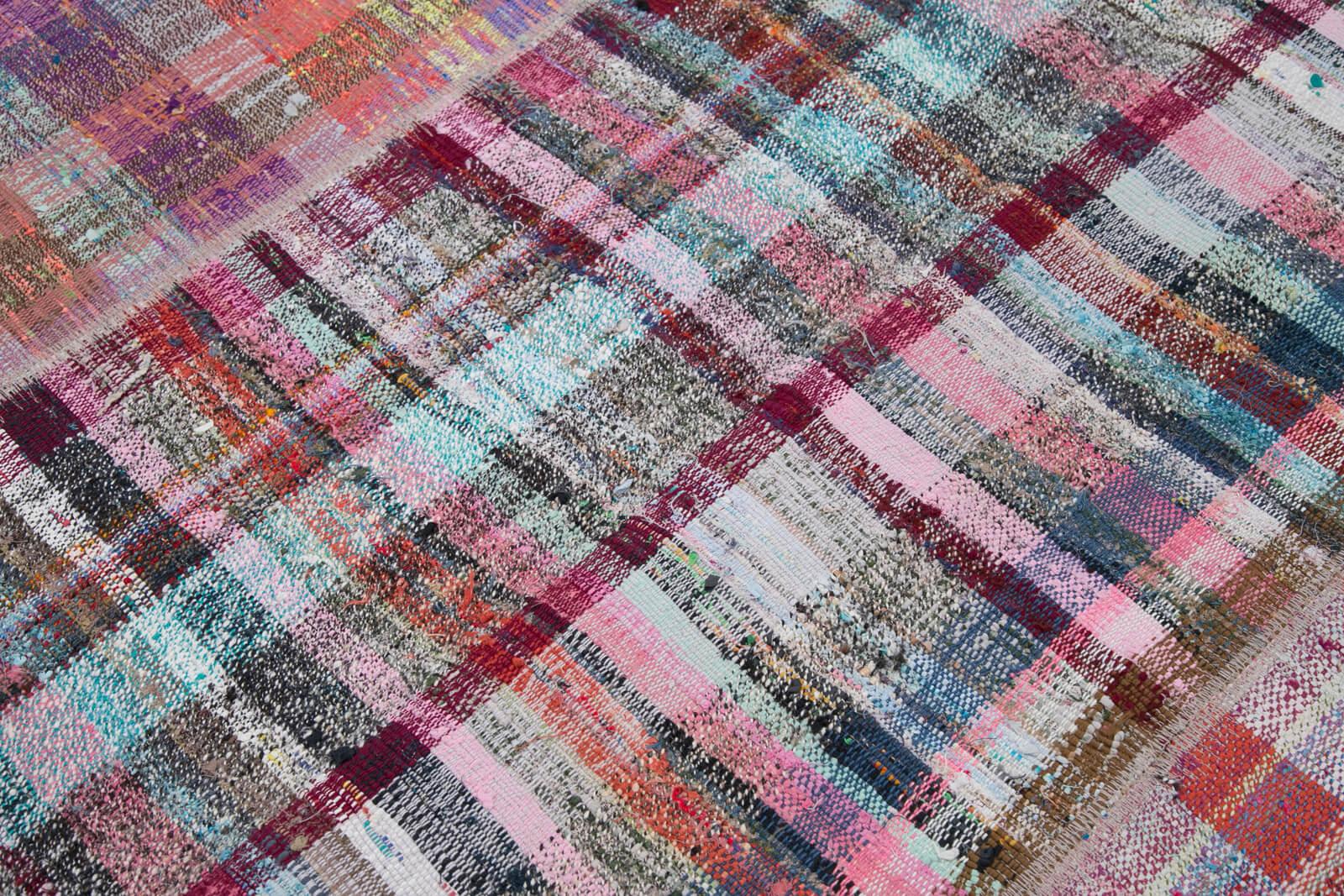 Kırk Yama Gri Patchwork Pamuk Yün El Dokuma Halısı 199x297 Agacan