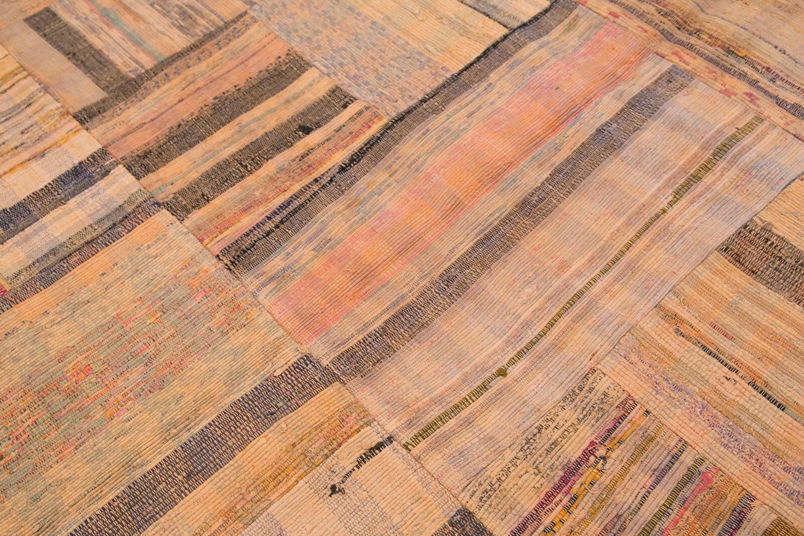 Kırk Yama Turuncu Patchwork Pamuk Yün El Dokuma Halısı 210x295 Agacan
