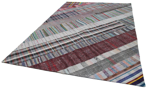 Kırk Yama Gri Patchwork Pamuk Yün El Dokuma Halısı 203x303 Agacan