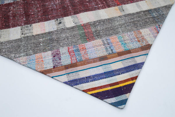 Kırk Yama Gri Patchwork Pamuk Yün El Dokuma Halısı 203x303 Agacan