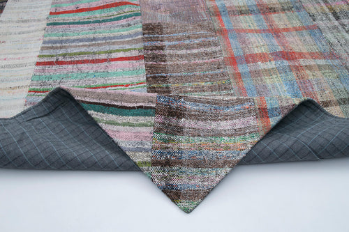 Kırk Yama Gri Patchwork Pamuk Yün El Dokuma Halısı 203x303 Agacan