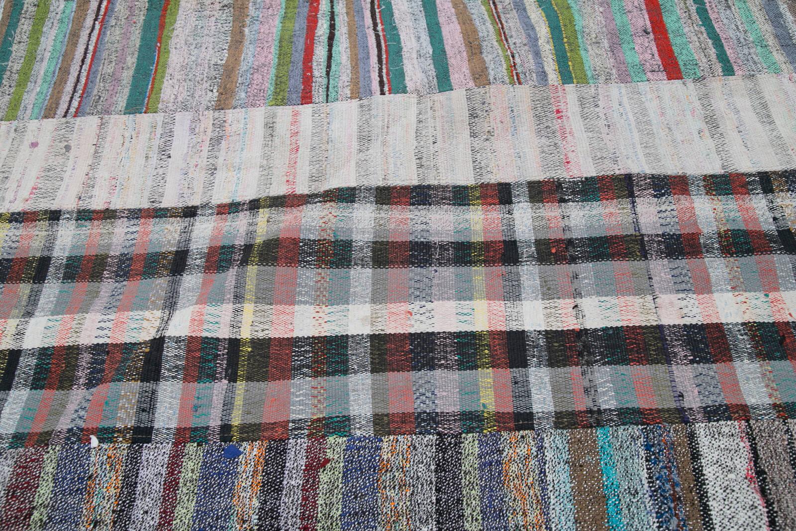 Kırk Yama Gri Patchwork Pamuk Yün El Dokuma Halısı 203x303 Agacan