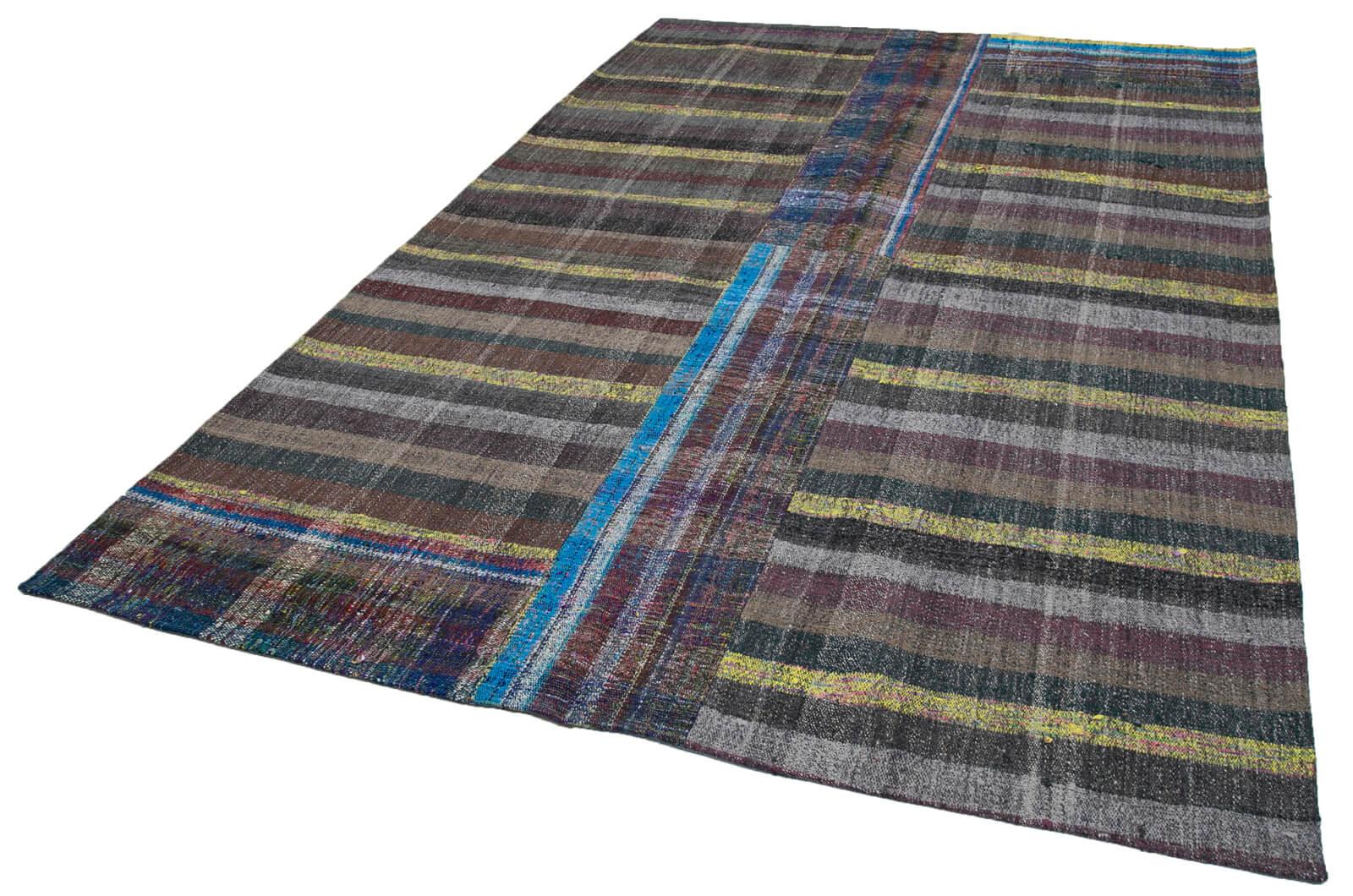 Kırk Yama Gri Patchwork Pamuk Yün El Dokuma Halısı 196x300 Agacan