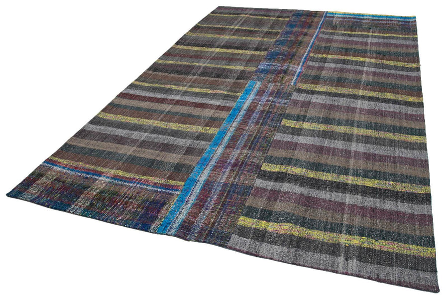 Kırk Yama Gri Patchwork Pamuk Yün El Dokuma Halısı 196x300 Agacan