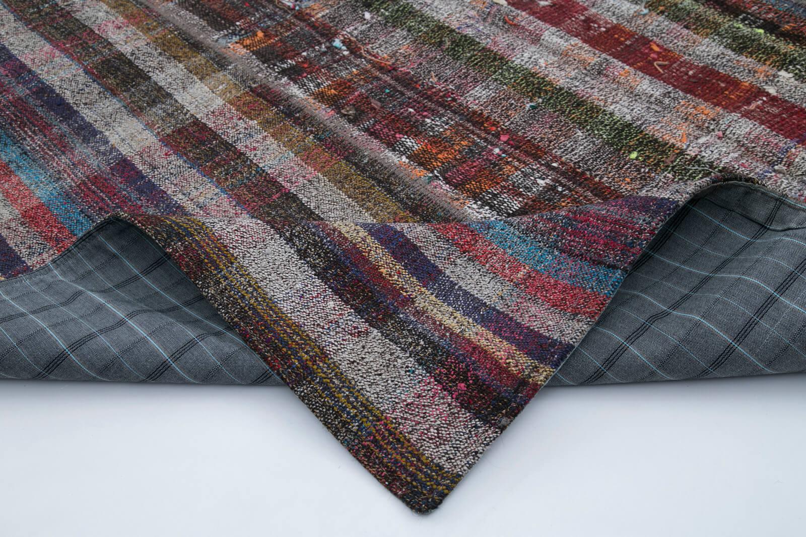 Kırk Yama Gri Patchwork Pamuk Yün El Dokuma Halısı 200x300 Agacan