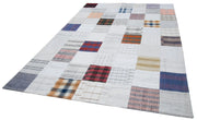 Kırk Yama Beyaz Patchwork Pamuk Yün El Dokuma Halısı 202x300 Agacan