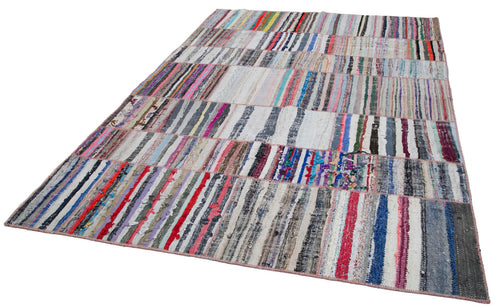 Kırk Yama Gri Patchwork Pamuk Yün El Dokuma Halısı 200x284 Agacan