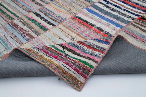 Kırk Yama Gri Patchwork Pamuk Yün El Dokuma Halısı 200x284 Agacan