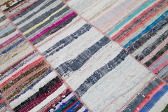 Kırk Yama Gri Patchwork Pamuk Yün El Dokuma Halısı 200x284 Agacan