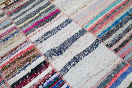 Kırk Yama Gri Patchwork Pamuk Yün El Dokuma Halısı 200x284 Agacan