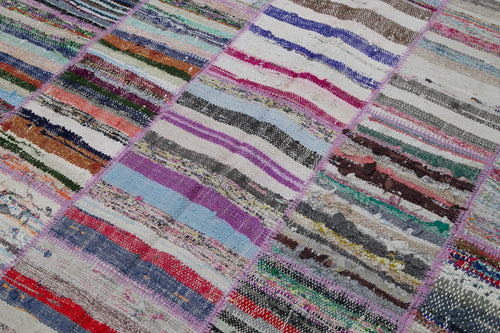 Kırk Yama Gri Patchwork Pamuk Yün El Dokuma Halısı 194x283 Agacan