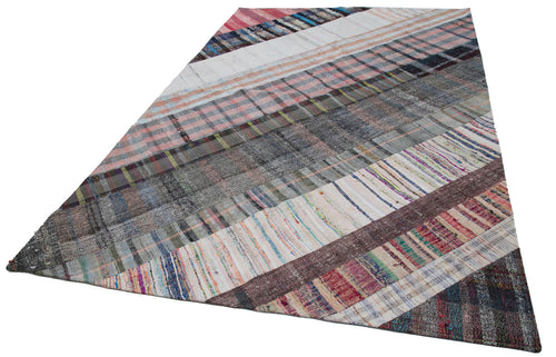 Kırk Yama Gri Patchwork Pamuk Yün El Dokuma Halısı 196x304 Agacan