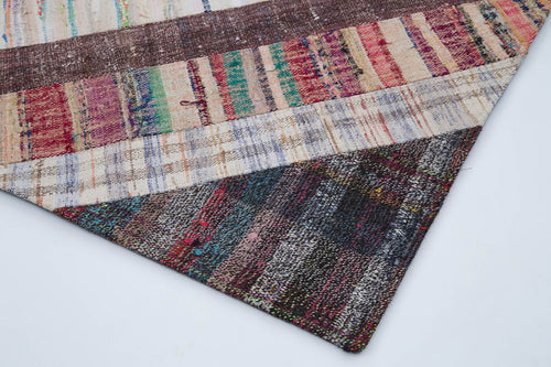 Kırk Yama Gri Patchwork Pamuk Yün El Dokuma Halısı 196x304 Agacan