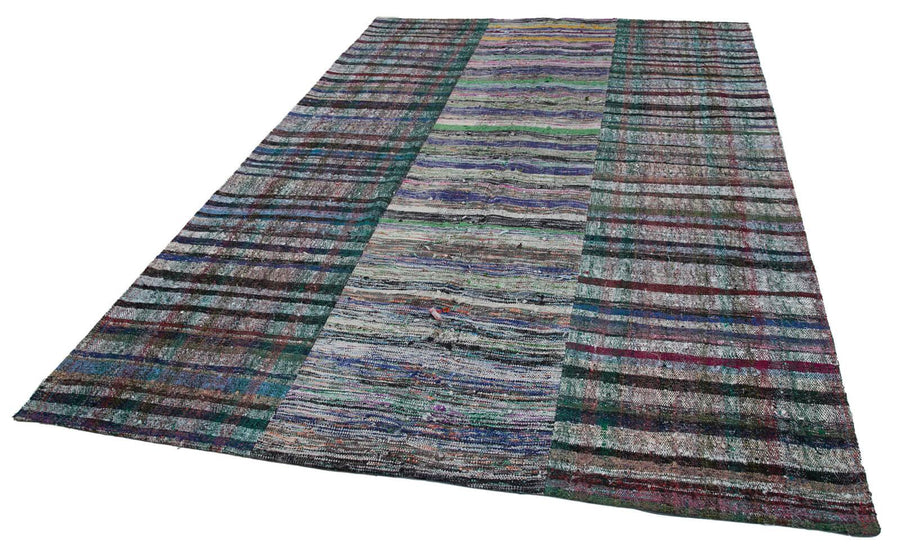 Kırk Yama Gri Patchwork Pamuk Yün El Dokuma Halısı 202x291 Agacan