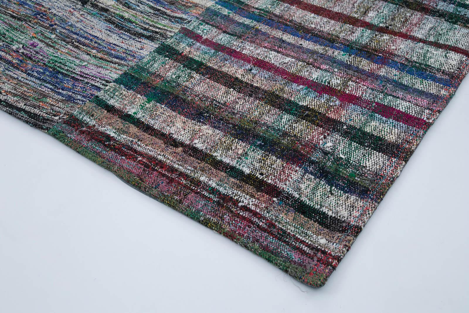 Kırk Yama Gri Patchwork Pamuk Yün El Dokuma Halısı 202x291 Agacan