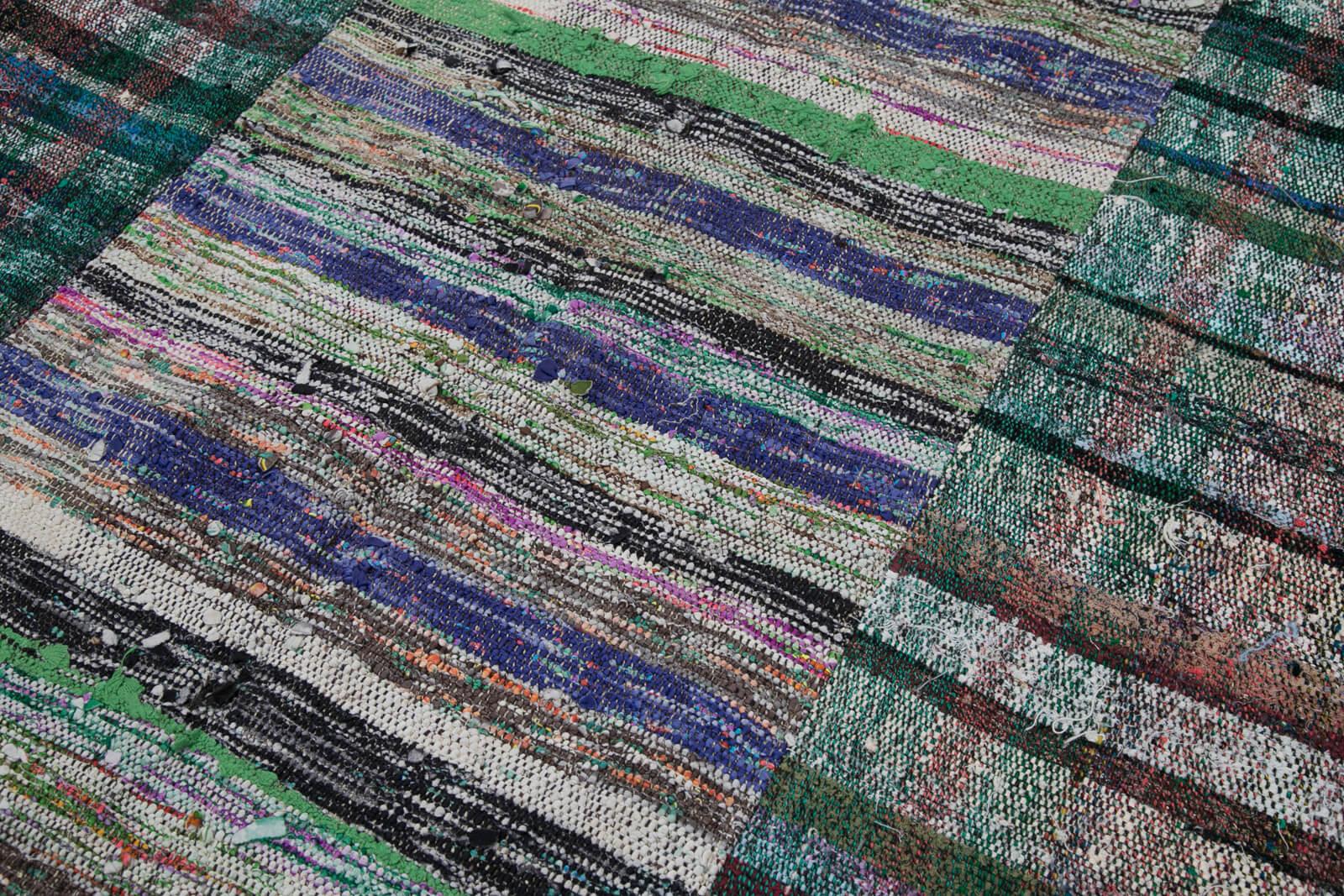 Kırk Yama Gri Patchwork Pamuk Yün El Dokuma Halısı 202x291 Agacan