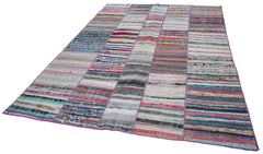 Kırk Yama Gri Patchwork Pamuk Yün El Dokuma Halısı 210x280 Agacan