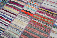 Kırk Yama Gri Patchwork Pamuk Yün El Dokuma Halısı 210x280 Agacan