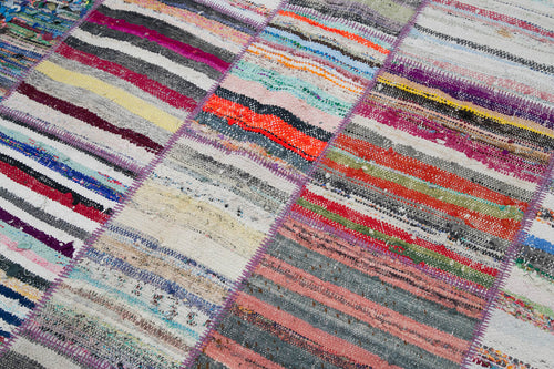 Kırk Yama Gri Patchwork Pamuk Yün El Dokuma Halısı 210x280 Agacan