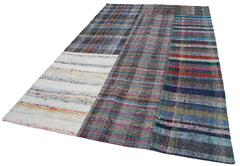 Kırk Yama Gri Patchwork Pamuk Yün El Dokuma Halısı 198x302 Agacan