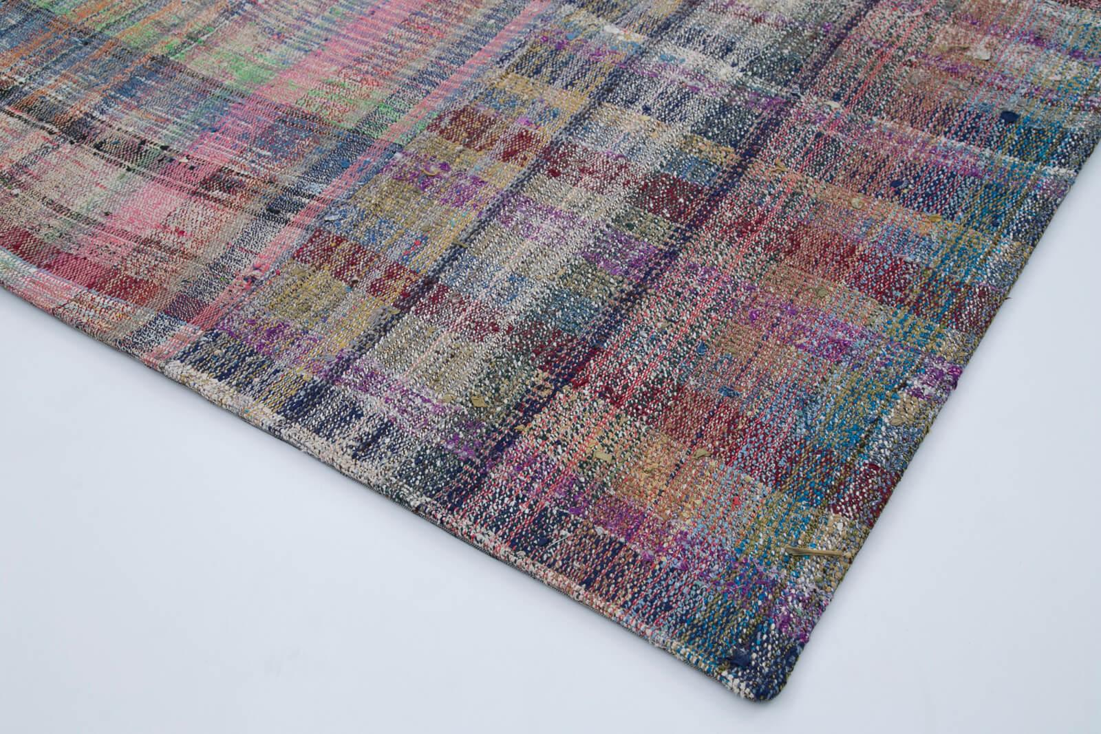 Kırk Yama Gri Patchwork Pamuk Yün El Dokuma Halısı 203x300 Agacan