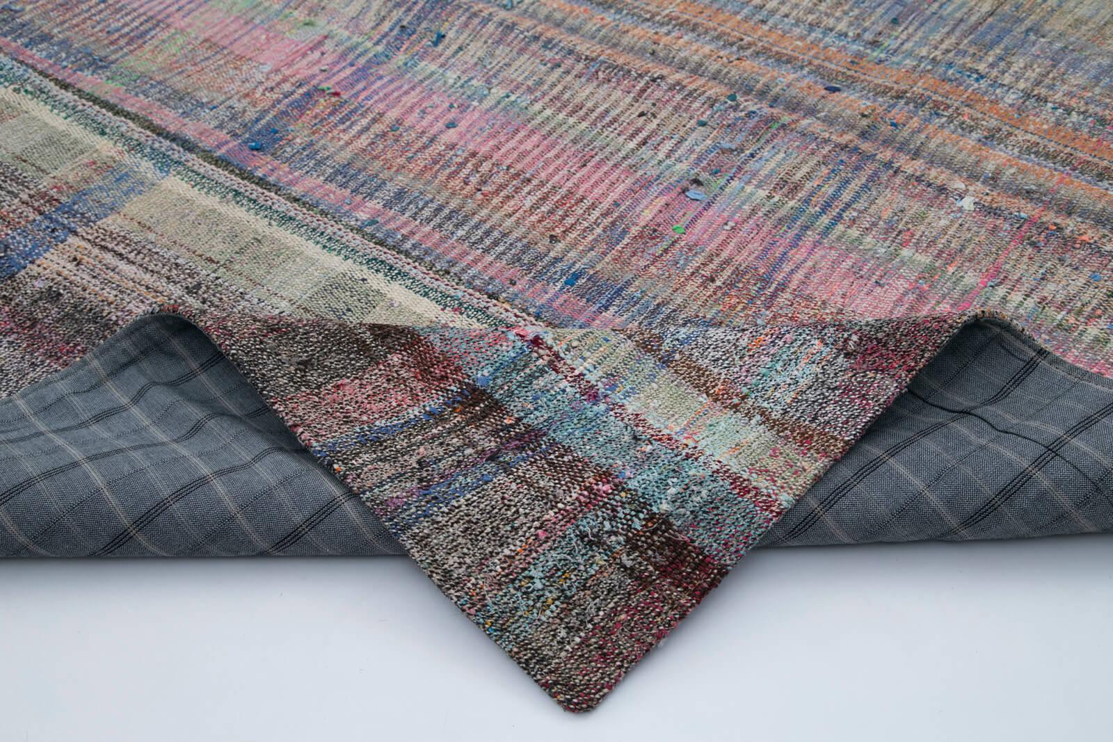Kırk Yama Gri Patchwork Pamuk Yün El Dokuma Halısı 203x300 Agacan