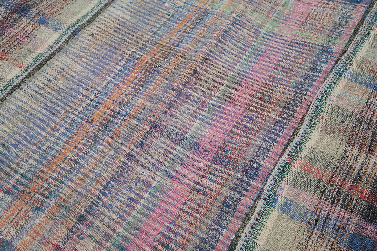 Kırk Yama Gri Patchwork Pamuk Yün El Dokuma Halısı 203x300 Agacan