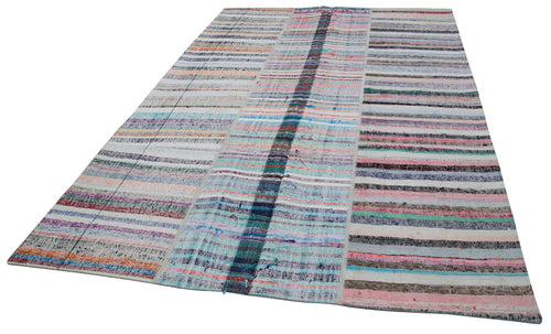 Kırk Yama Gri Patchwork Pamuk Yün El Dokuma Halısı 203x299 Agacan
