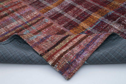 Kırk Yama Kırmızı Patchwork Pamuk Yün El Dokuma Halısı 204x300 Agacan