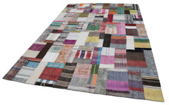 Kırk Yama Gri Patchwork Pamuk Yün El Dokuma Halısı 200x300 Agacan