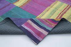 Kırk Yama Gri Patchwork Pamuk Yün El Dokuma Halısı 201x302 Agacan