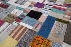 Kırk Yama Gri Patchwork Pamuk Yün El Dokuma Halısı 200x305 Agacan