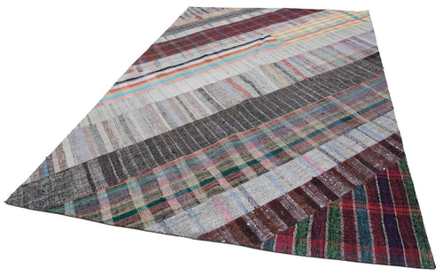 Kırk Yama Gri Patchwork Pamuk Yün El Dokuma Halısı 204x303 Agacan