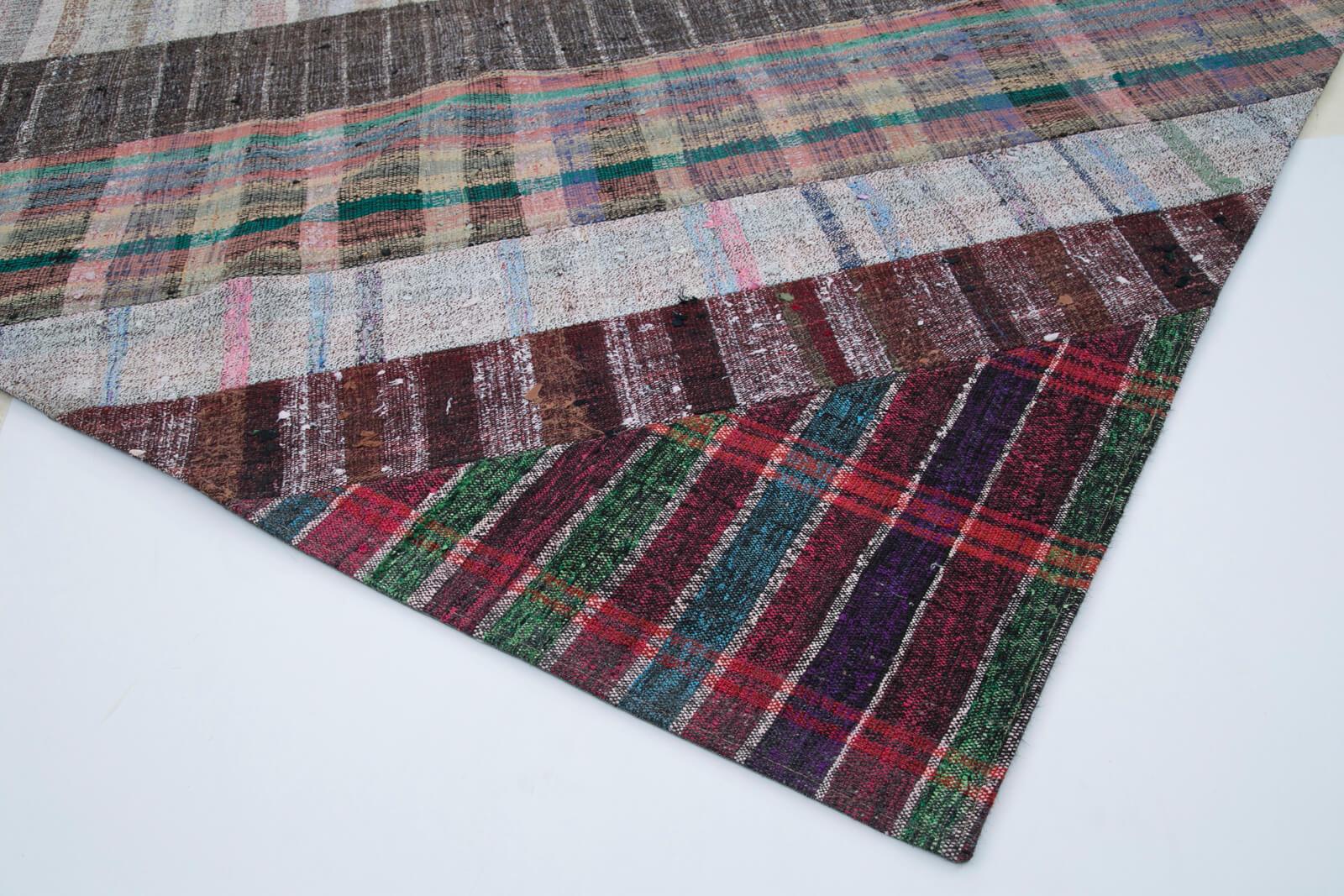 Kırk Yama Gri Patchwork Pamuk Yün El Dokuma Halısı 204x303 Agacan