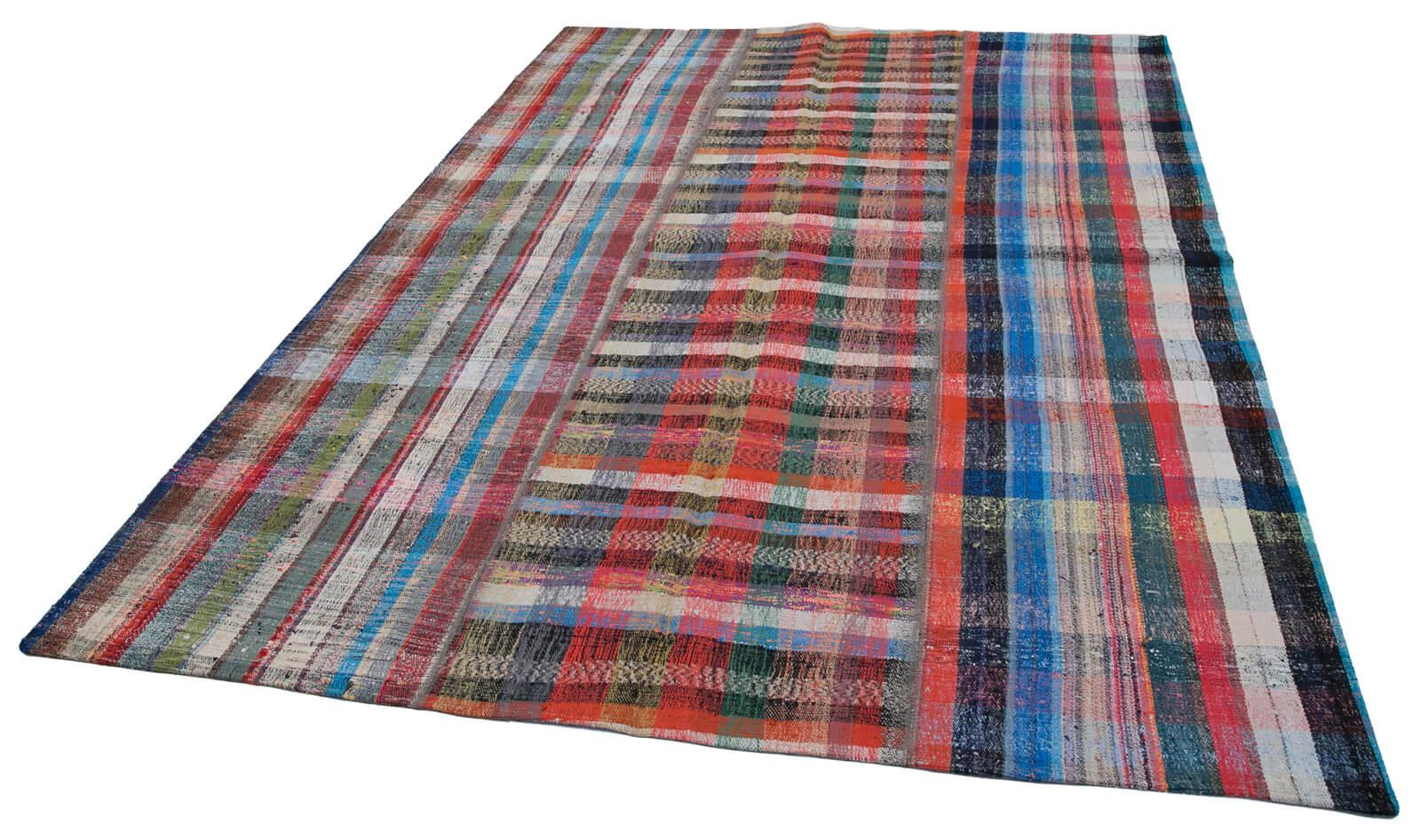 Kırk Yama Gri Patchwork Pamuk Yün El Dokuma Halısı 202x285 Agacan