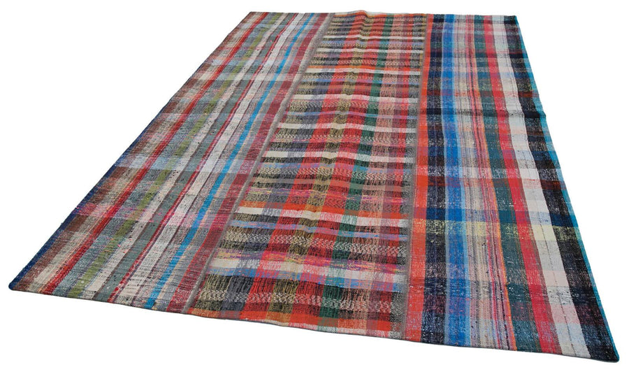 Kırk Yama Gri Patchwork Pamuk Yün El Dokuma Halısı 202x285 Agacan