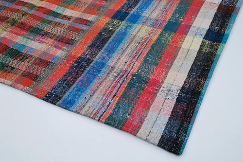 Kırk Yama Gri Patchwork Pamuk Yün El Dokuma Halısı 202x285 Agacan