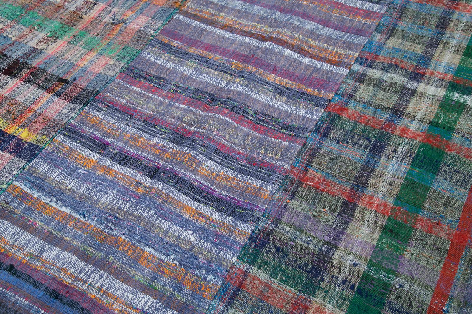 Kırk Yama Gri Patchwork Pamuk Yün El Dokuma Halısı 208x301 Agacan