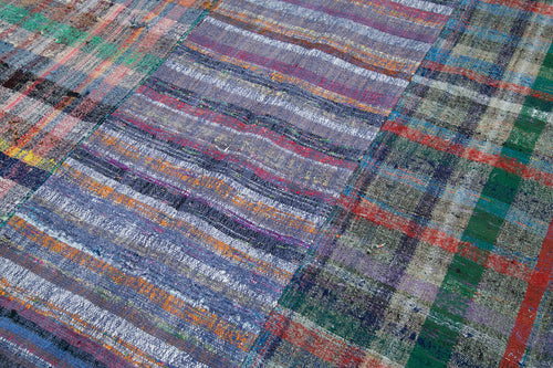 Kırk Yama Gri Patchwork Pamuk Yün El Dokuma Halısı 208x301 Agacan